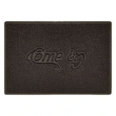 Image of Nicoman COME IN Embossed Shape Door Mat Dirt Trapper Washable Barrier Doormat (Use Indoor or Sheltered Outdoor) (90x60cm/3x2ft,Large) Brown