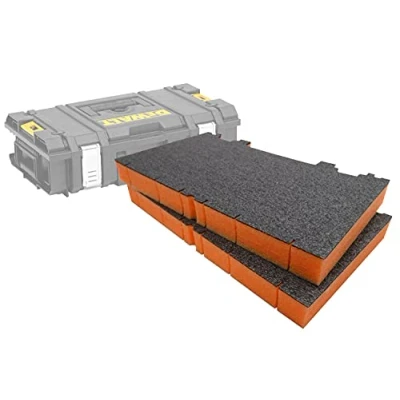 Image of Shadow Foam Easy Peel Toughsystem DS150/300 Insert [Orange 50mm Twin Pack] Customisable for DeWalt Toolboxes Ideal Lean, 5S, Kaizen &amp; Custom Organisers