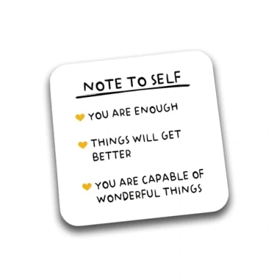 Image of Rib Ticklerz Friendship Gifts Note To Self Mug Coaster Positivity Pick Me Up Thank You Gift For Best Friend Inspirational Quotes Are Enough Birthday DC331