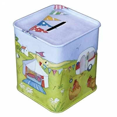Image of GLAMPING CARAVAN/CAMPING Emma Ball Colourful MONEY BOX/PIGGY BANK/MONEY BANK 9cm