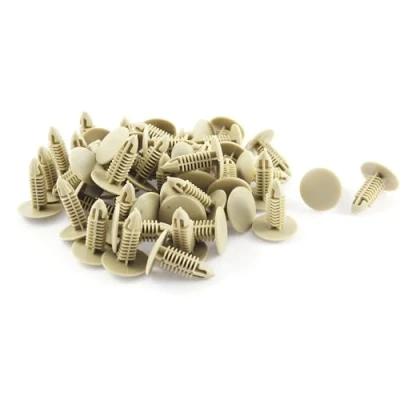 Image of sourcing map 50pcs 6mm Hole Beige Push Rivets Fastener Door Trim Panel Clip