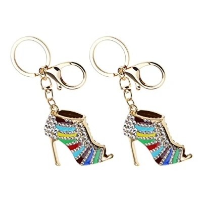 Image of VGOL 2pcs Keyring Rhinestone Alloy Charm Pendant Purse Key Ring High Heel Keychain Multi color Unique Shape Bag Pendants for Woman Girls Lady