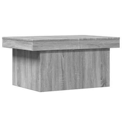 Image of vidaXL Grey Sonoma Engineered Wood Coffee Table Modern Rectangular with Shelves and Iron Frame Ideal for Living Room, Lounge