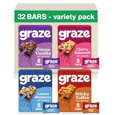 Image of Graze Sweet snacks Bundle of Oat Boost bars Made With Whole Oats and Natural Flavours 8x4 snack Total 32