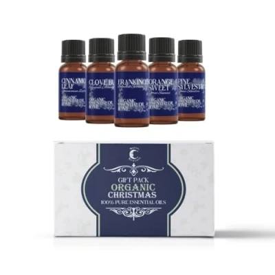Image of Mystic Moments Organic Christmas Essential Oil Gift Starter Pack 5x10ml Cinnamon Leaf, Clove Bud, Frankincense, Orange Sweet, Pine Sylvestra Perfect as a