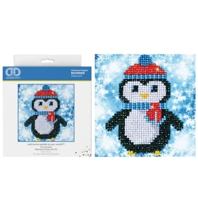 Image of DIAMOND DOTZ Painting, Beginner Kit, Fabric, Penguin, 13.5 x 13.5cm