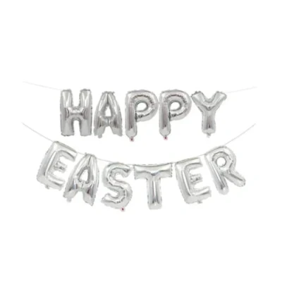 Image of Silver Happy Easter Banner Foil Balloon, 2m
