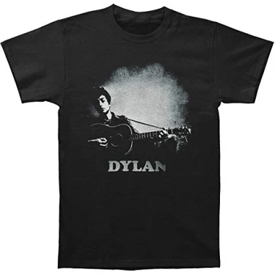 Image of Bob Dylan Men&#039;s Guitar &amp; Logo T Shirt, Black, XX Large
