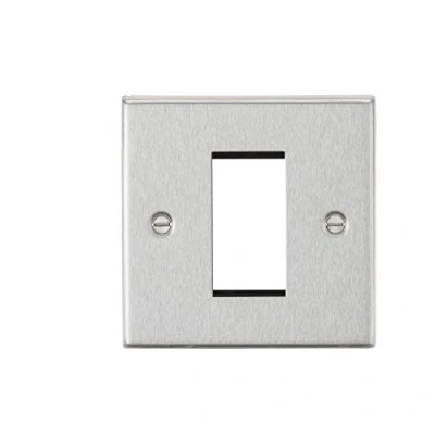 Image of KnightsBridge 1G Modular Faceplate Square Edge Brushed Chrome