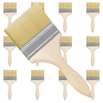 Image of Kurtzy 12 Pack of Paint Brushes Brush Head 101.6mm (4 inch) &amp; Overall Size 21.5cm (8.46 inches) Suitable for Messy Jobs That Involve Chip Painting, Silicon, Gesso, Staining, Varnishes, Glues
