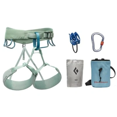 Image of BLACK DIAMOND Womens Momentum Rock Climbing Harness Complete ATC XP Package, Desert Sage, X Small