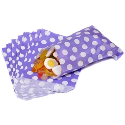 Image of bag it Plastics Polka Dot Purple Sweet Bags 5&quot; x 7&quot;/ 125mm 175mm Pack of 200
