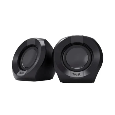 Image of Trust Polo Compact PC Speakers 2.0, 8W (4W RMS), USB Powered Speaker Set, Jack AUX 3.5mm, Inline Control, Small Stereo Computer for Desktop/Laptop Black