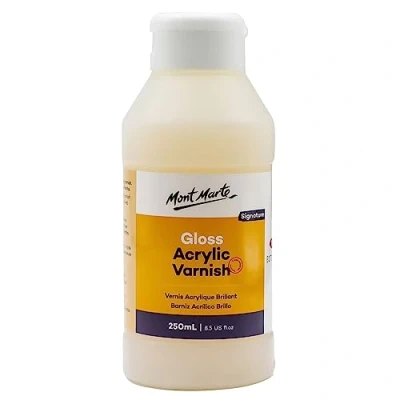 Image of Mont Marte Gloss Acrylic Varnish Signature 250ml (8.5 US fl. oz), Paint Varnish, Seals and Protects Artworks from Dust, Light, Archival Finishing Dries Clear