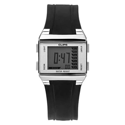 Image of Clips Men&#039;s Quartz Watch with Grey Dial Display and Black Rubber Strap 539 6003 84