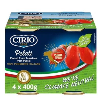 Image of Cirio Peeled Plum Tomatoes 100% Italian Cans, 400g (Pack of 4)