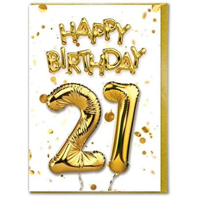 Image of Brainbox Candy 21st Birthday Card Age 21 Twenty First Beautiful White Gold Foil Effect For Him Her Son Daughter Friends Mates Special Cards