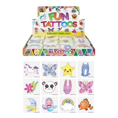 Image of HENBRANDT Temporary Tattoo&#039;s CUTE CREATURES 12 x 5 packs = 60 Tattoos supplied