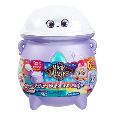 Image of Magic Mixies Color Surprise Cauldron. Reveal a Mixie Plushie from the Fizzing Cauldron and Discover 6 Magical Change Surprises