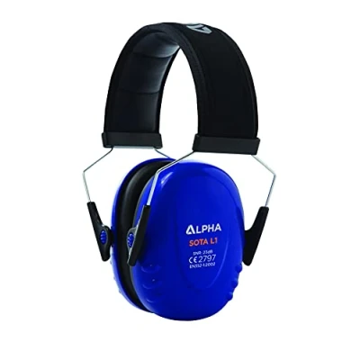 Image of ALPHA SOTA L1 Black, Blue Low Attenuation Lightweight Safety Ear Defenders, Earmuffs Provides Hearing protection against High noise levels