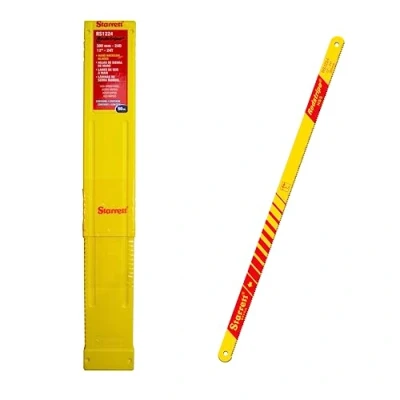 Image of Starrett HSS Hand Hacksaw Blades 50 Pack RS1224 Redstripe Solid High Speed Steel Straight Cut Saw 300mm/12&quot; 24 TPI Cutting Edge For Metals, Stainless Steel, Pipes
