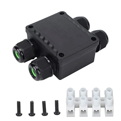 Image of IP68 Waterproof Junction Box, 4 Way Plug Electrical Box Outdoor Underwater Cable Connector for Diameter 10‑14mm Wire Gland External