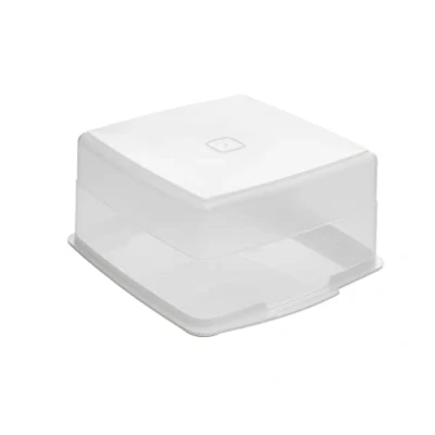 Image of Addis 510483 Cake Seal Tight Tray Box Store Container, Clear &amp; White, 14 litres