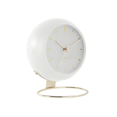 Image of Karlsson &#039;Globe&#039; Table Clock Designed by Armando Breeveld (White/gold 21cm)