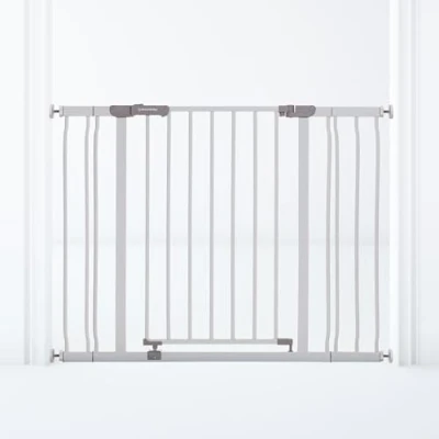 Image of Dreambaby Ava Baby Gate, Stair Fits Openings 75cm to 108cm, 76cm Tall. Wide Gate for Dogs and Babies. Pressure Mounted Safety with Stay Open Feature, Inc. 9cm 18cm Extensions