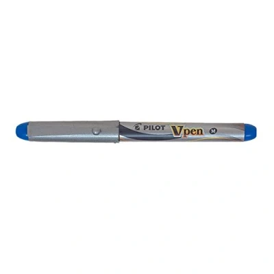 Image of Pilot VPen Disposable Fountain Pen Silver Barrel 0.58 mm Tip Blue, Single