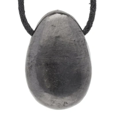 Image of Lebensquelle Plus Shungite Teardrop Pendant (12.0 grams, Black, Unisex) with Leather Cord