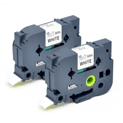 Image of 2X Compatible Label Tape Replacement for Brother Tzo 241 Black on White 18mm x 8m Laminated PTD450VP PTD400 PTE300VP PTE500VP PT D600 D400 D450, Orison