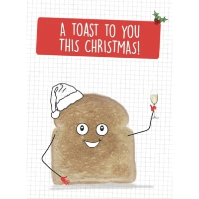Image of Christmas Card, Funny Card For Her, Him, Happy A Toast To You This