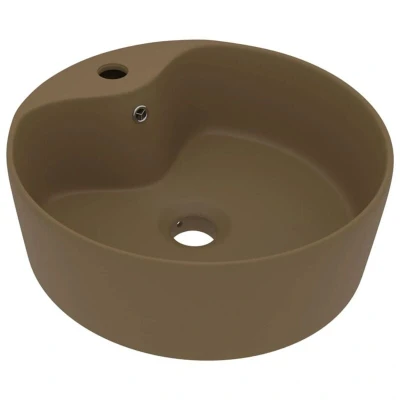 Image of vidaXL Luxury Wash Basin with Overflow Matt Cream 36x13 cm Ceramic