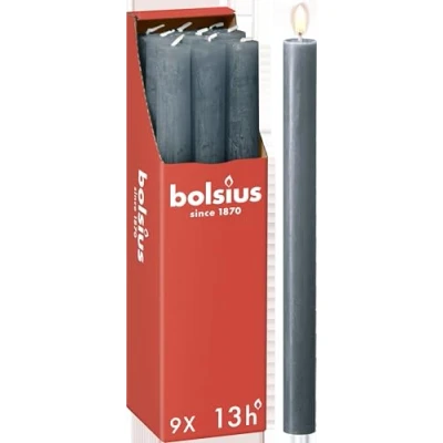 Image of Bolsius Tapered Dinner Pillar Candles Dark Blue Pack of 9 Long Burning Time 13 Hours Household Candle Interior Decoration Unscented Includes Natural Vegan Wax 27 x 2.3 cm