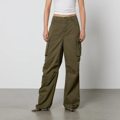 Image of Good American Baggy Cotton Blend Canvas Cargo Trousers US 12/UK 16