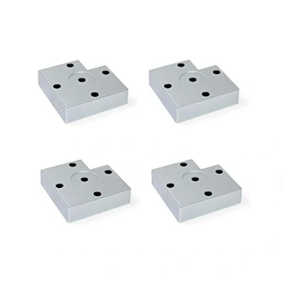 Image of Emuca 2023025 feet, Furniture Silver Plastic, Set of 4 Legs 15mm high, Metallic Grey, H 15 mm