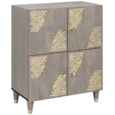 Image of vidaXL Sideboard Grey and Gold 60 x 33 75 cm Solid Mango wood