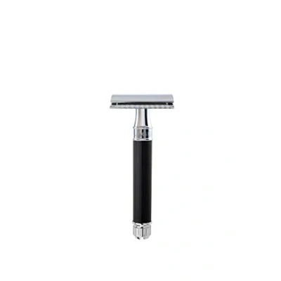 Image of Edwin Jagger DE86RCBL Ebony Rubber Coated Lined Chrome Plated DE Safety Razor (Closed Comb)