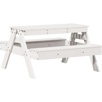 Image of vidaXL Picnic Table for Kids White 88x97x52 cm Solid Wood Pine