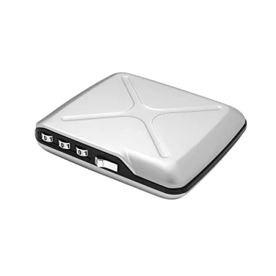 Image of ÖGON Aluminium Code Wallet Lockable with a 3 Digit Protecting Your Privacy from Malicious Persons RFID Blocking Card Holder up to 10 Cards and Banknotes (Silver)