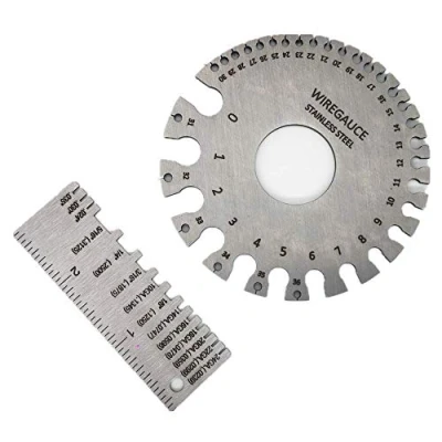 Image of Juliyeh 2Pack Sheet Metal Gauge Wire/Metal Tool Stainless Steel Welding Gage Plated Size Inspection and Dual Sided Wire Cable Standard Thickness