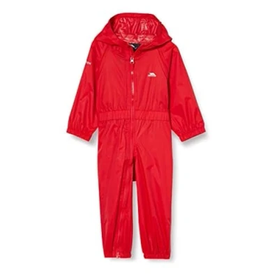 Image of Trespass Children&#039;s Button Waterproof Rain Suit With Hood, Red, 18 24 Months UK