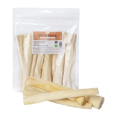 Image of J R Pet Products 5 x 250g (1.25kg) Natural Beef Tails. Natural, Long Lasting Dental Dog Chew