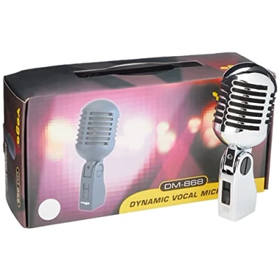 Image of Pulse PLS00093 Retro Style Chrome Microphone Silver/Chrome