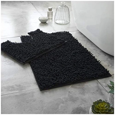Image of Gaveno Cavailia Super Absorbent Loop Bath Set, Chenille, Black
