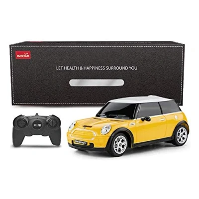 Image of Mini Cooper S Yellow 1:24 RC Toy Car, Remote Control Kids gift