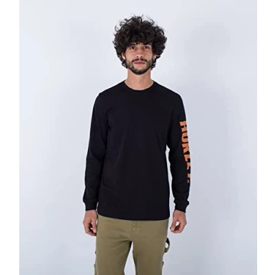 Image of Hurley Men&#039;s Evd Exp Fastlane Ls T Shirt, Black, S