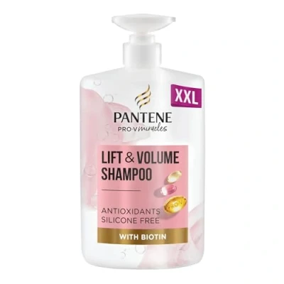Image of Pantene Biotin &amp; Rose Water Hair Thickening Shampoo, Lift &#039;n&#039; Volume, 1l, Silicone Free Volume Shampoo