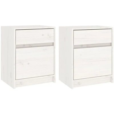Image of vidaXL Bedside Cabinets 2 pcs White 40x31x50 cm Solid Pinewood